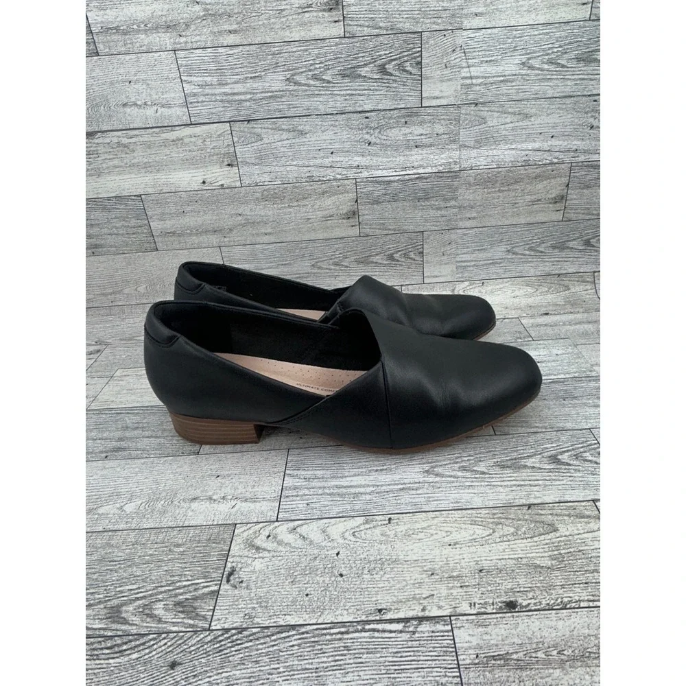Clarks Collection Black Leather Ultimate Comfort Loafers Flats Women Sz 9W